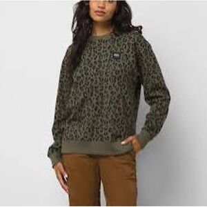 Vans women’s crew neck sweatshirt green leopard with floral print size Medium M
